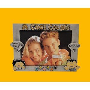 NWT "A Cool Couple" Photo Frame w/Enamel Cartoon Accents & Saying Bubbles